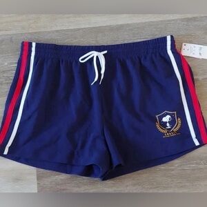 Peanuts Navy Athletic Shorts with Red and White Accents